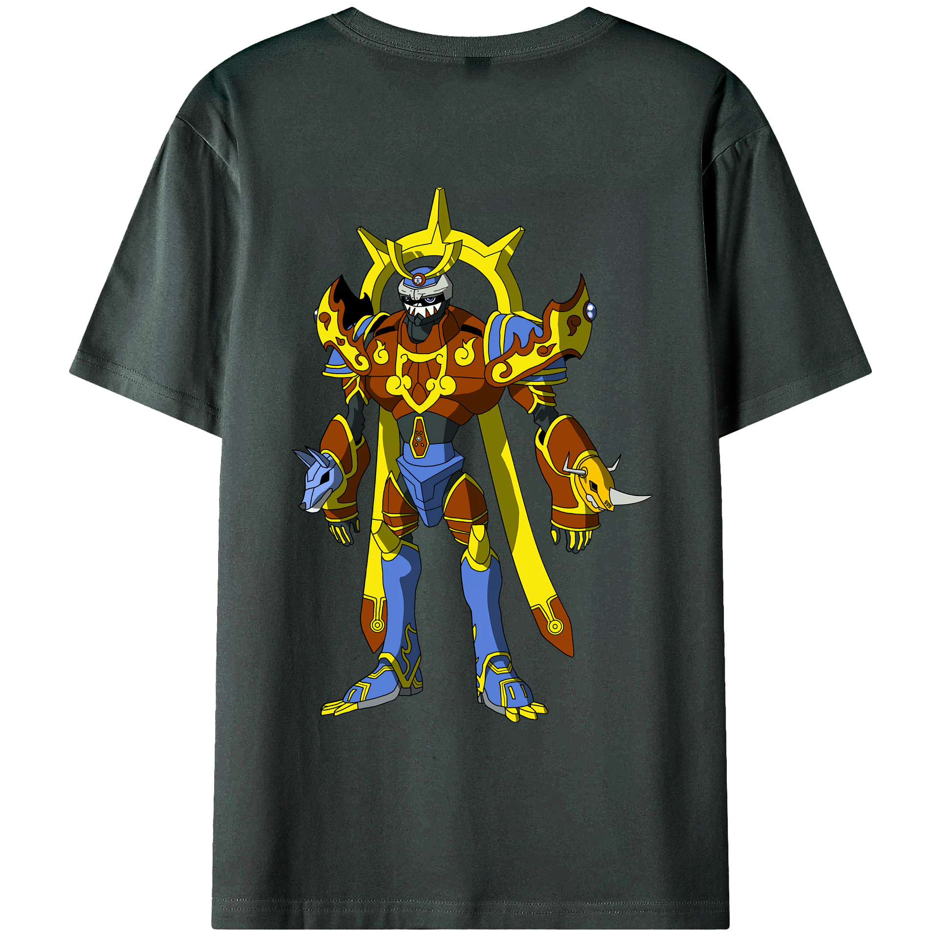 （画像用） Digimon デジタルモンスター/デジモン 綿100％ メンズ半袖Tシャツ（バックプリント） 通気性
